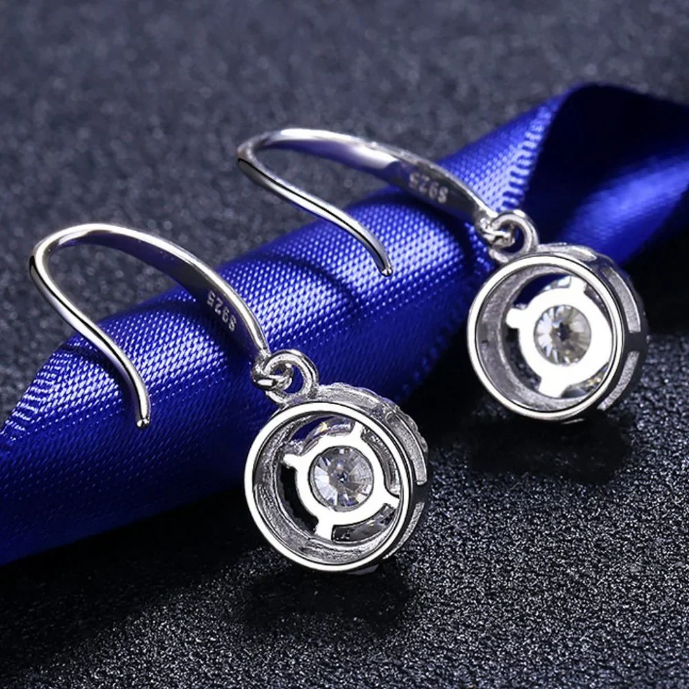 Certified 2ct. t.w. Diamond Moissanite Round Drop Earrings NEW - Picture 4 of 7